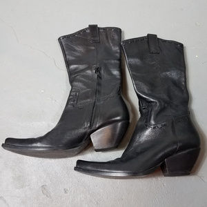 BCBGirls Leather Western Cowboy Boots Black